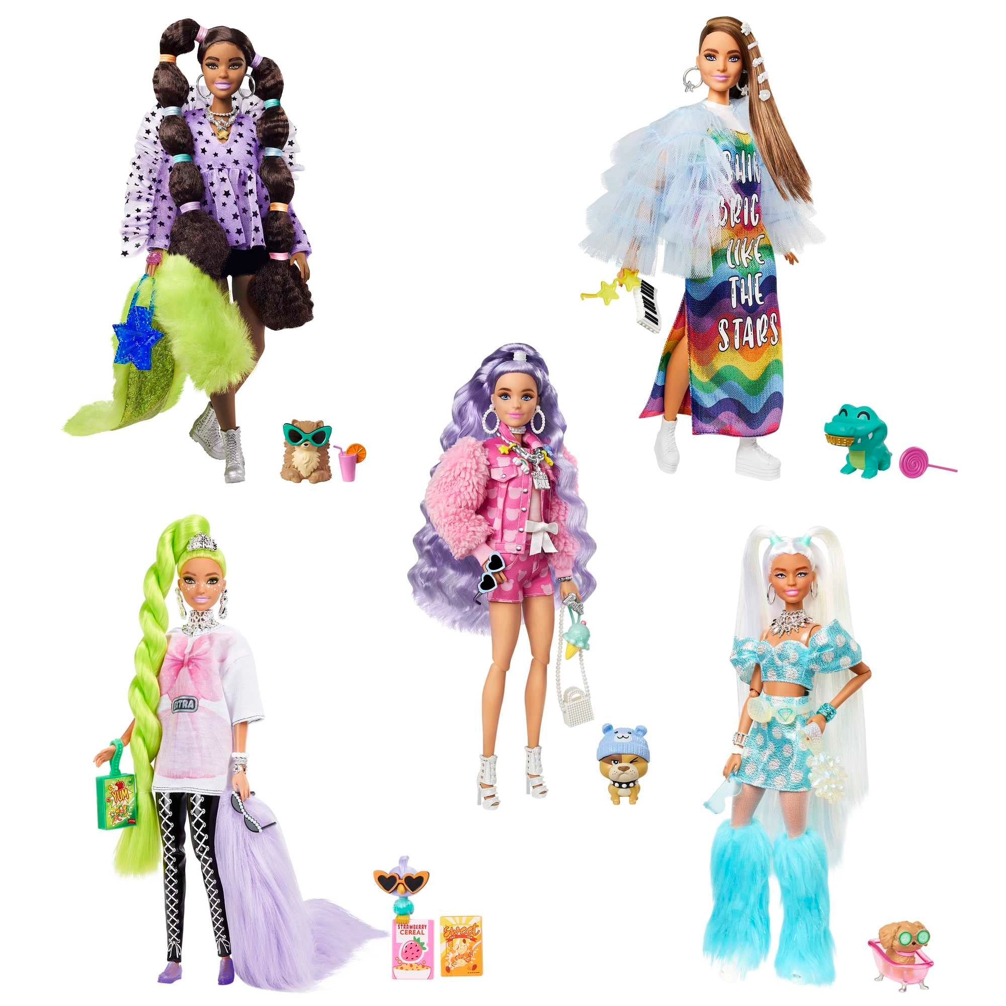 Barbie Extra - 5-Doll 70 Fashion Pieces 5 Pets Ages 3+ Pack