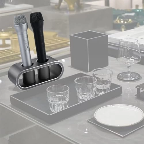 Desktop Microphones Storage Holder - M Brushed black Aluminum