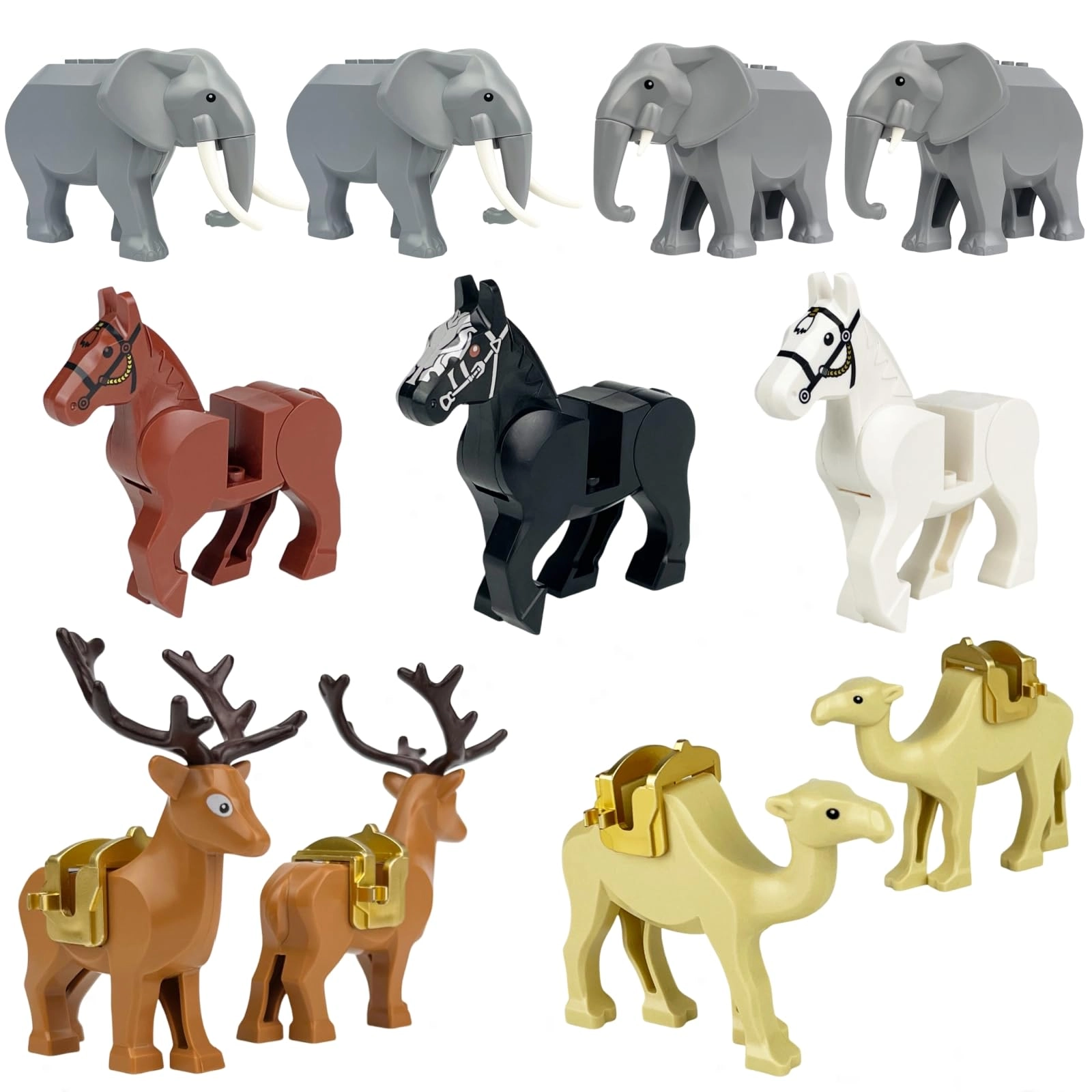 DrmBeyd Animal Mini Figures - Elephant Elk Camel Horse 11pcs
