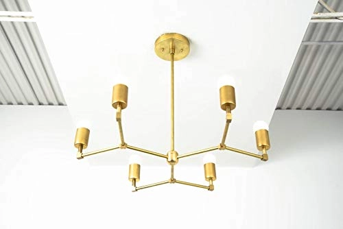 REGAL SURVEY Sputnik Chandeliers - 6-Light Antique Brass Flush Mount