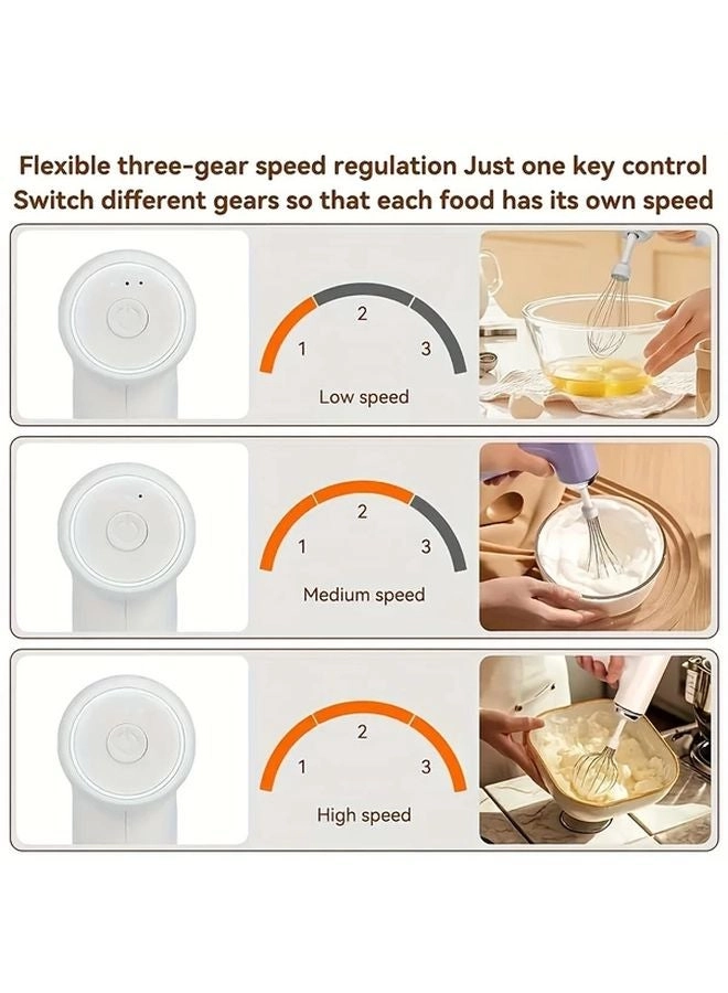 Handheld Cream Mixer - USB Rechargeable 3-Speed 2-in-1