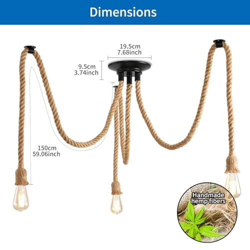 EA190825 - 3 Bulb E27 Hemp Rope