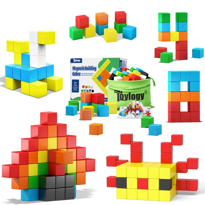 Toylogy Magnetic Cube Kit - 3 4 5 6 Year Old 48 pieces
