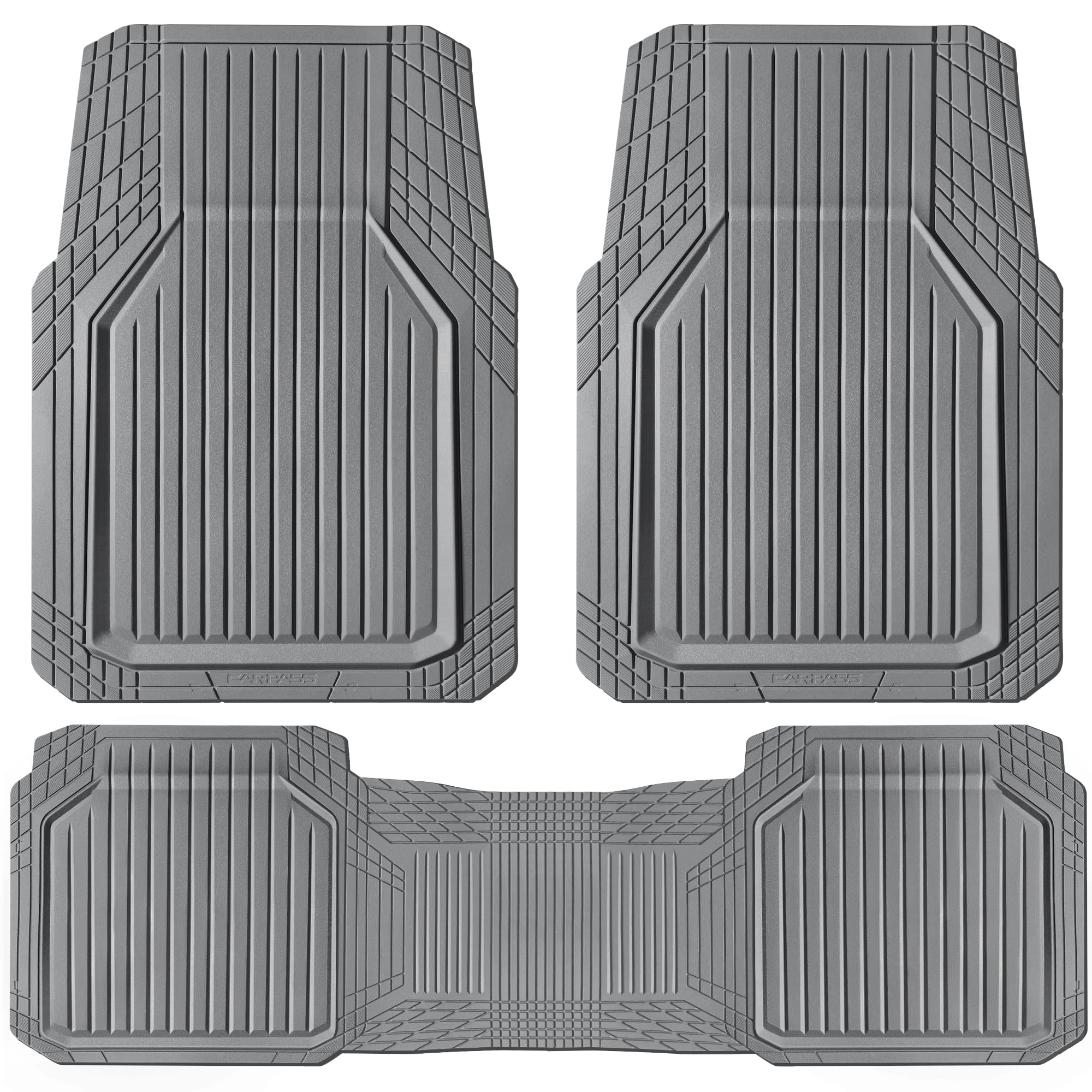 Heavy Duty Rubber Floor Mats - Universal Fit 3pcs Black Purple