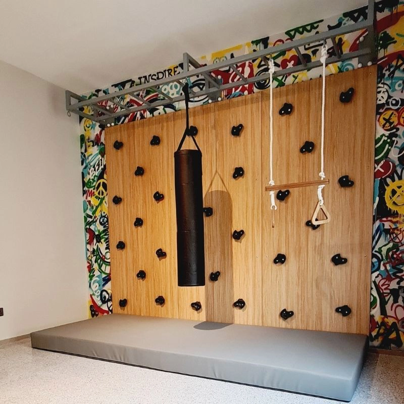 Climbing Wall - Safety Mat 3 Panels Natural Wood