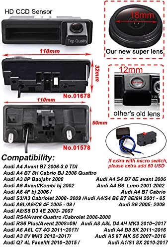 HD CCD Car Boot Handle Camera - Waterproof Integrated Rear View