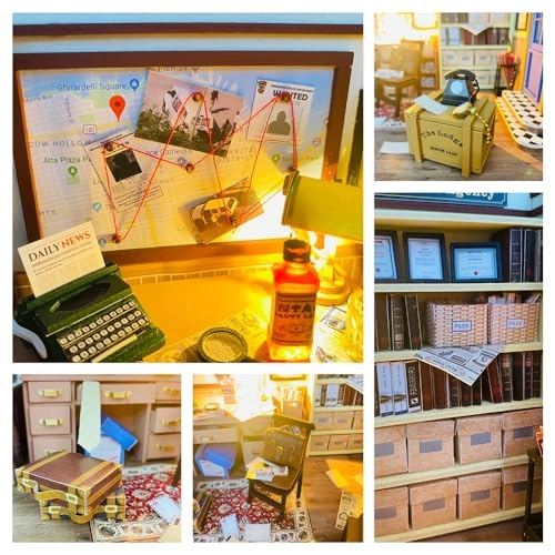 DIY Dollhouse Miniature Kit - Dust Proof Cover Gray Wood