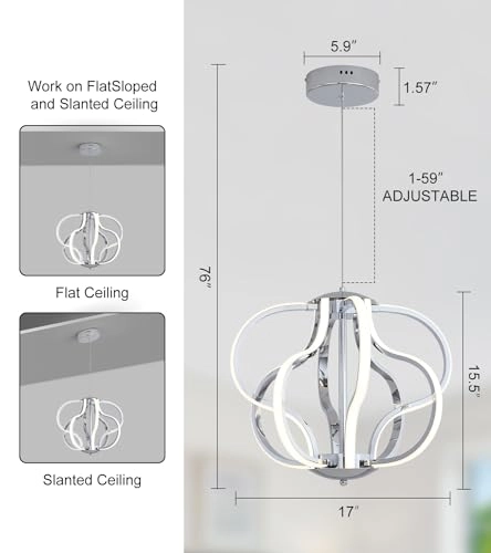 LED Chandelier - 8 Lights Dimmable Remote Control