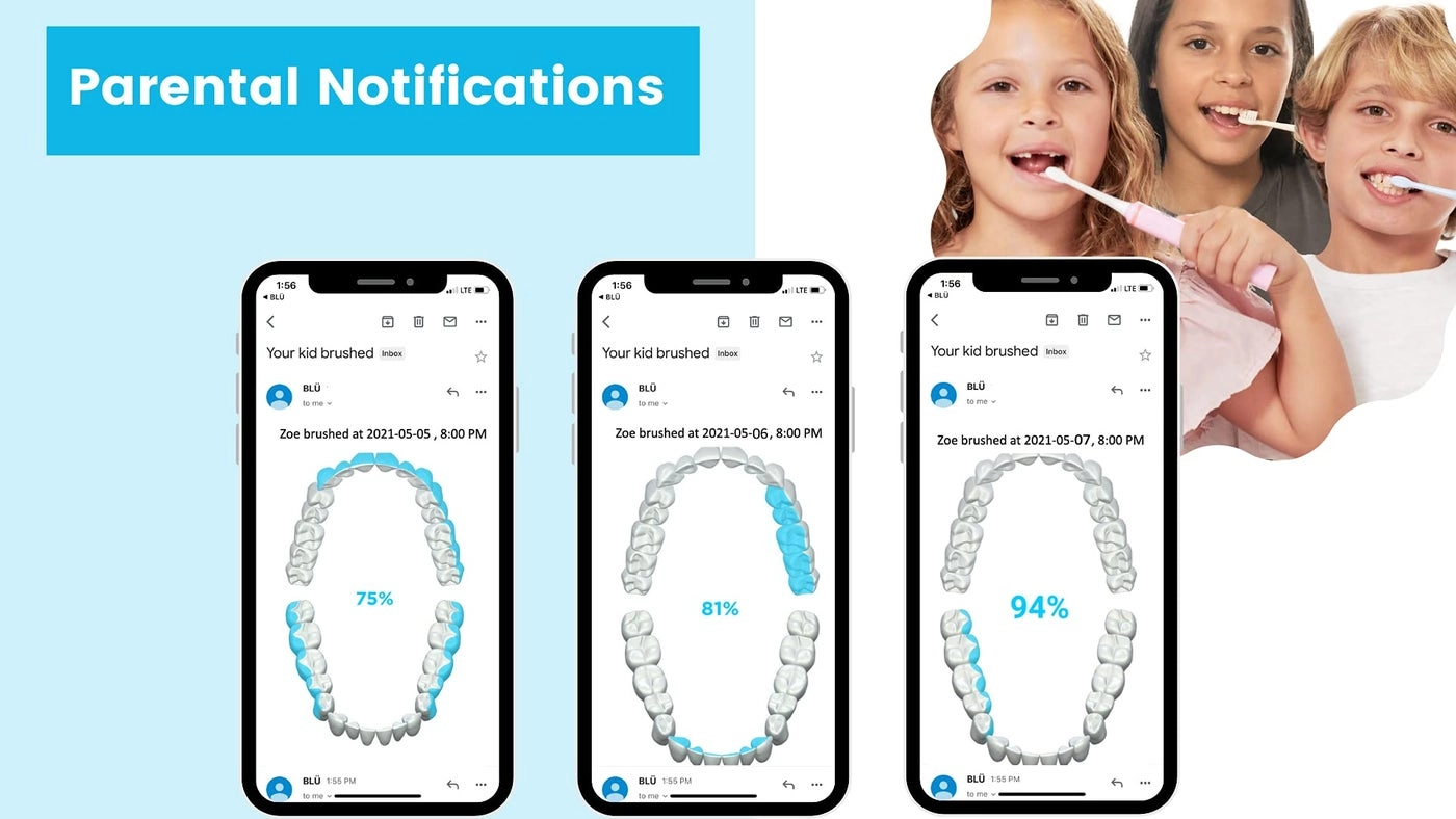 Smart Bluetooth Enabled Kids Toothbrush - Live Tracking App Wireless Rechargeable