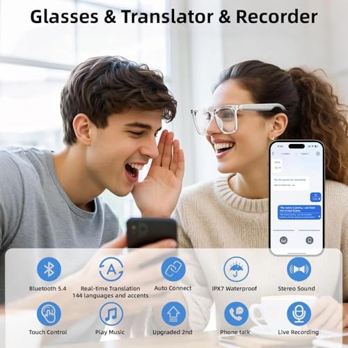 Ai Smart Glasses - ChatGPT AI Real-Time Translation 110+ Languages Bluetooth 5.3