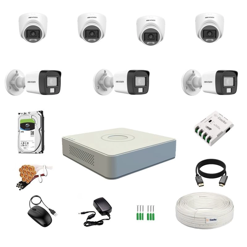 3K/5MP 8CH DVR + 3K/5MP Dual Light Dome Camera + Bullet Camera + 2TB Hard Disk + 8Ch SMPS + CCTV Coaxial Cable