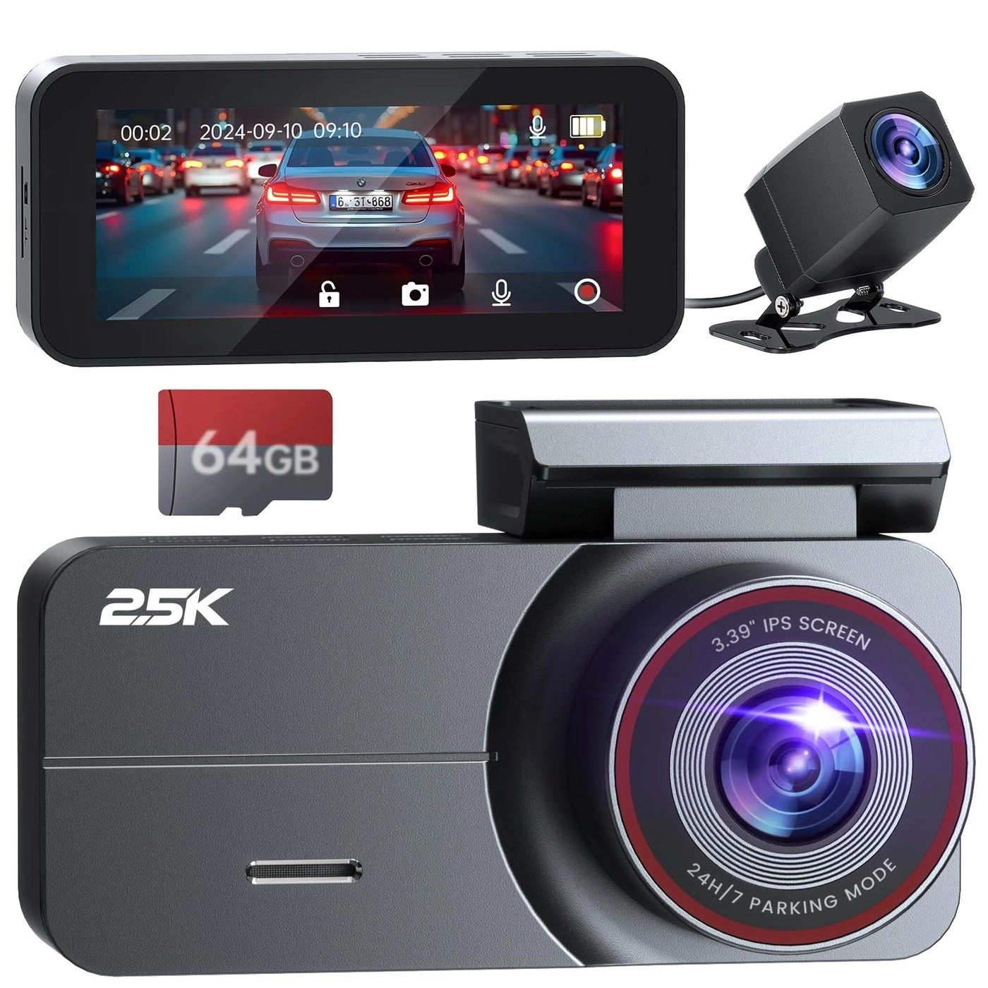 Yonvim Dash Cam Front and Rear - 2.5K 1080P