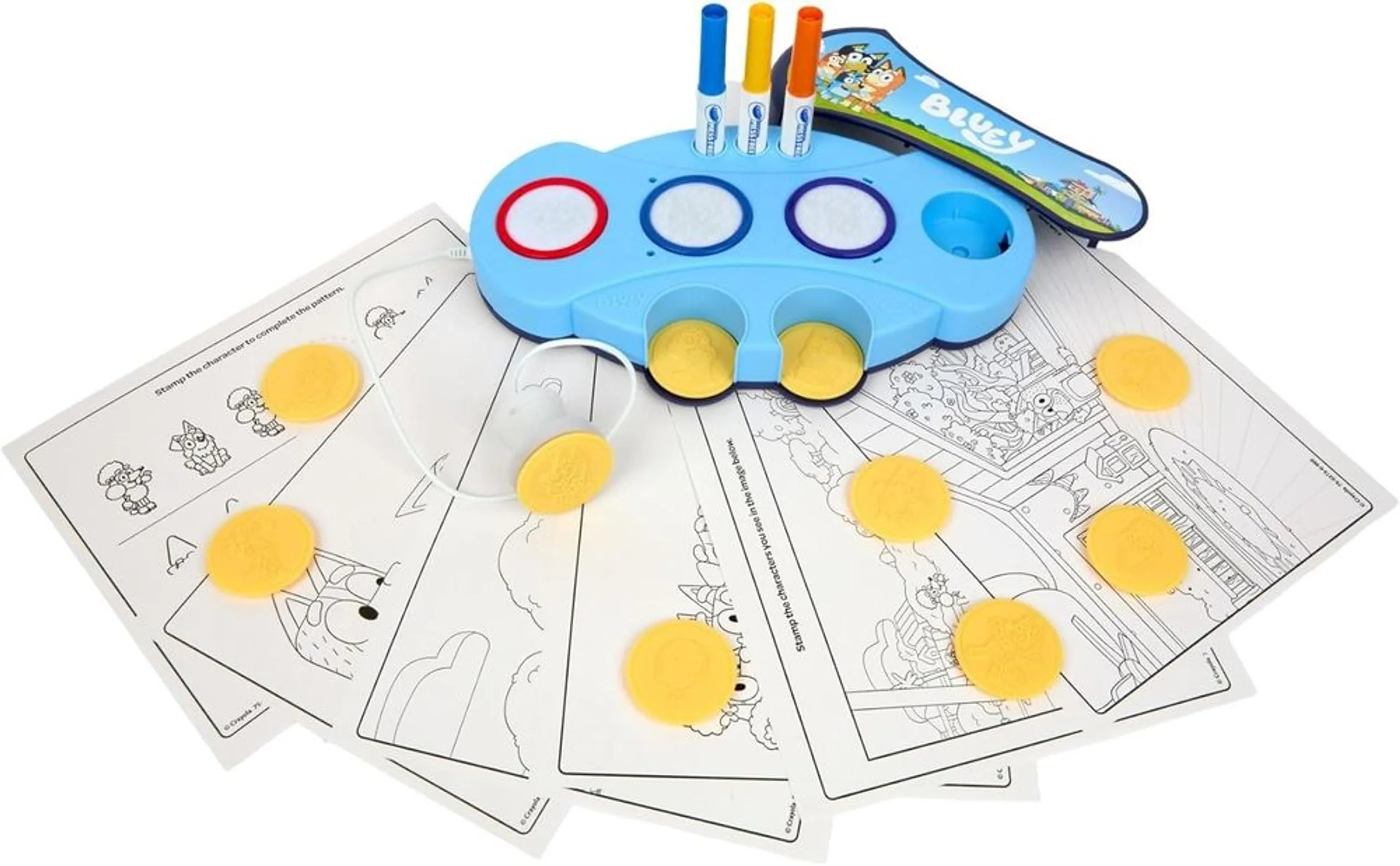 Color Wonder Deluxe Stamper Kit - 50 pieces 10 Art Stamps 8 Scented Markers 2 Scented Ink Pads 1 Stamp Holder