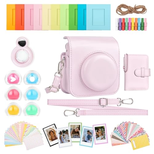 Camera Case - Mini 12 + Lens Filter - Mini 12 + Selfie Mirror + Mini Photo Album + Fridge Magnet Frame + Hanging Frame + Border Stickers