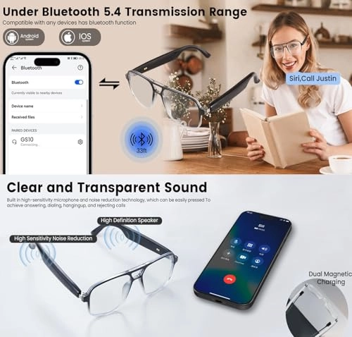 Smart Bluetooth Glasses - Auto-adjusting Lenses Bluetooth 5.3 UV400