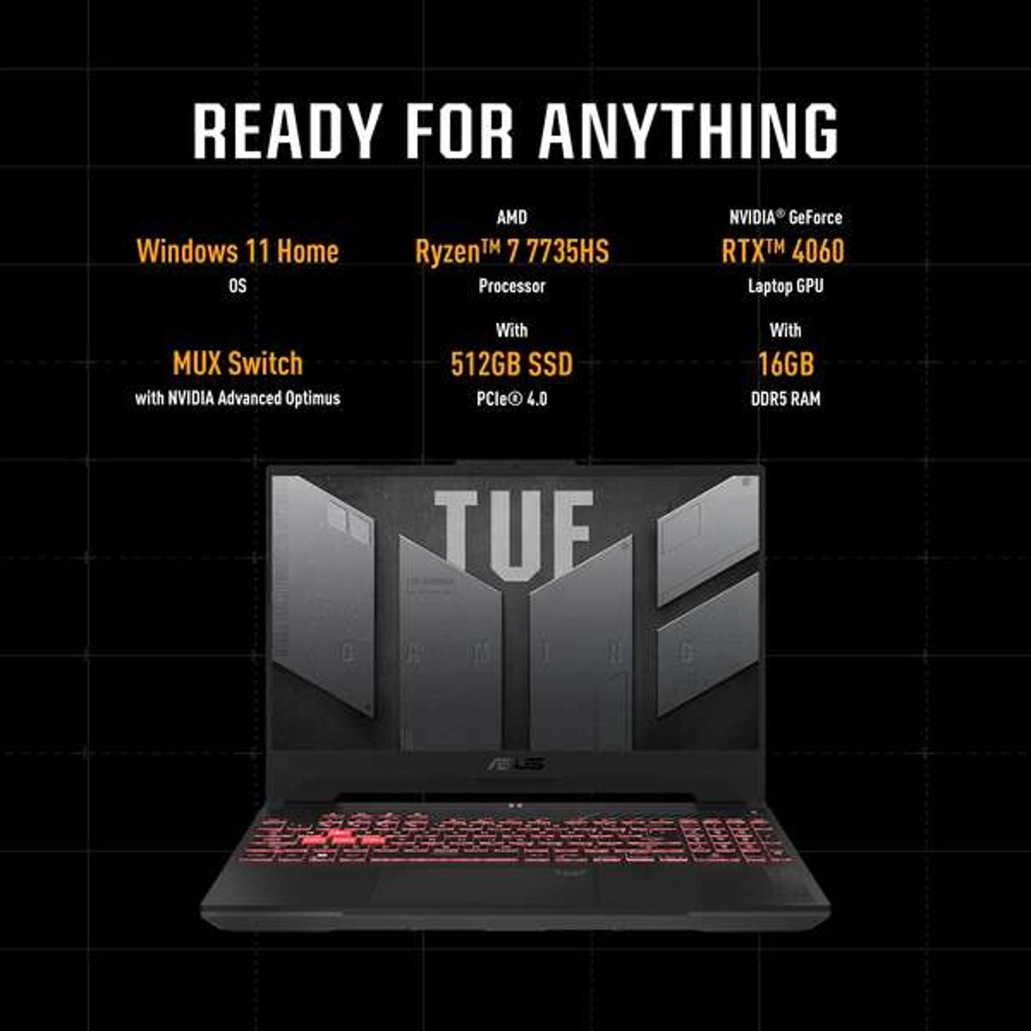 TUF Gaming A15 FA507NV-LP023W - 15.6'' Ryzen 7-7735HS 16GB DDR5 512GB SSD