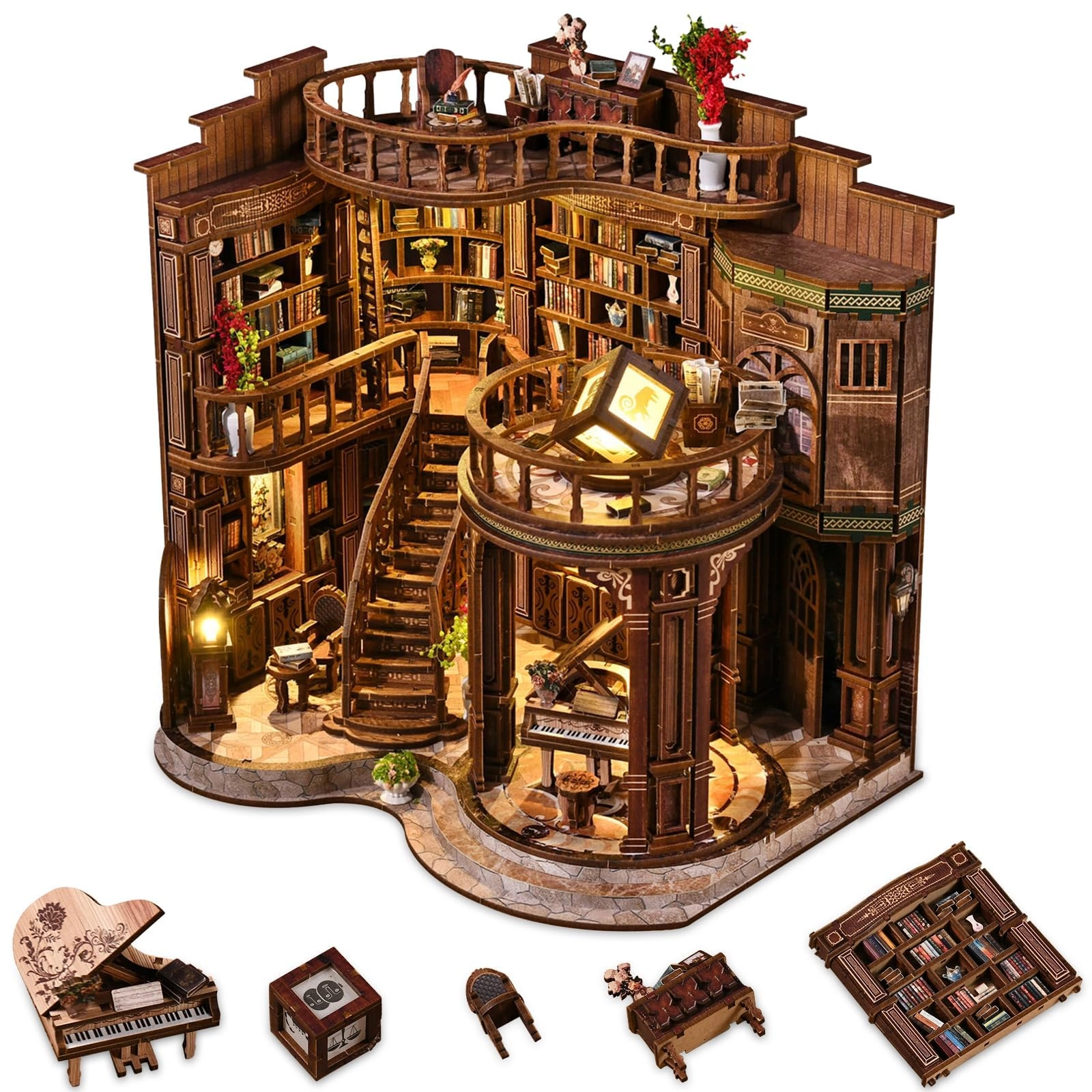 SYOSI Book Nook - 3D Wooden Puzzle 888 pieces LED Light