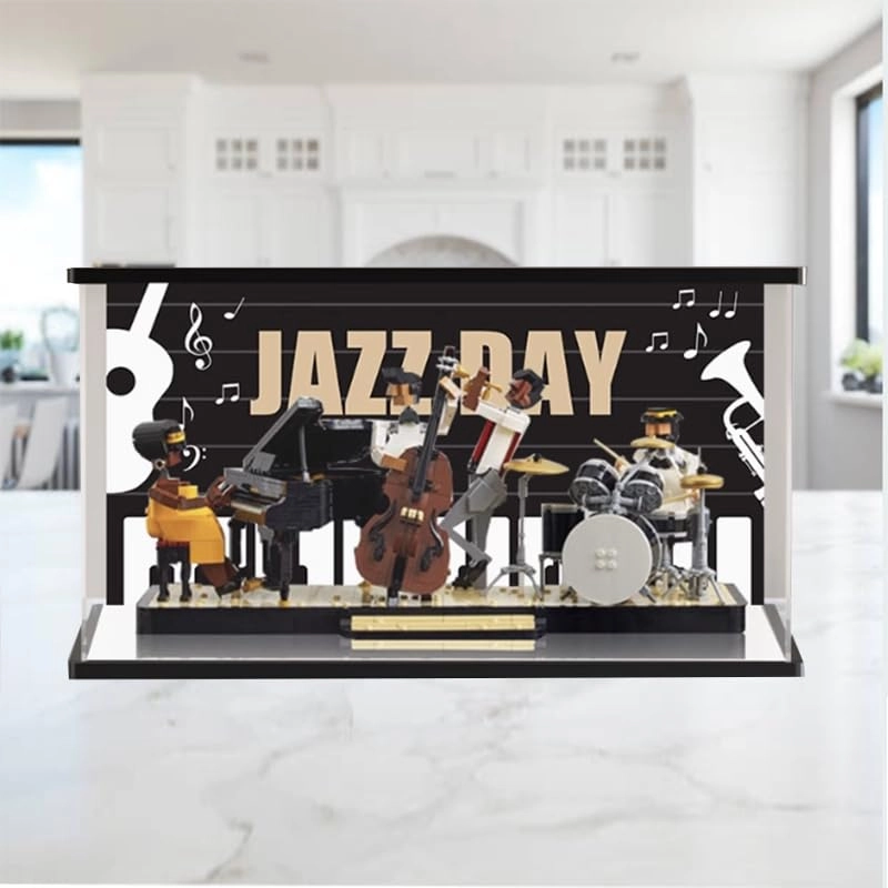 Clear Acrylic Display Case - 19.68x7.87x9.84in.(50x20x25cm) Black Bottom+background