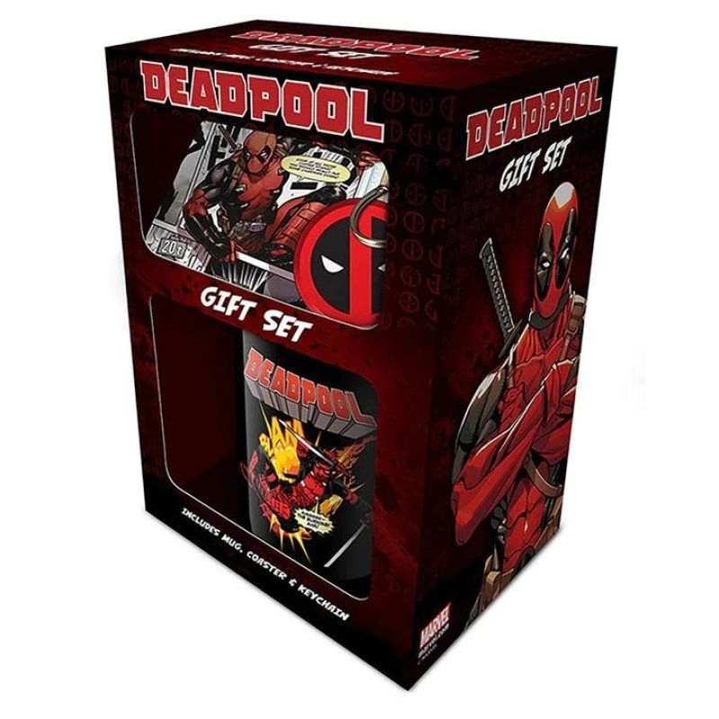 Generic Deadpool Merc Goals Mug + Deadpool Merc Goals Coaster + Deadpool Merc Goals Keychain