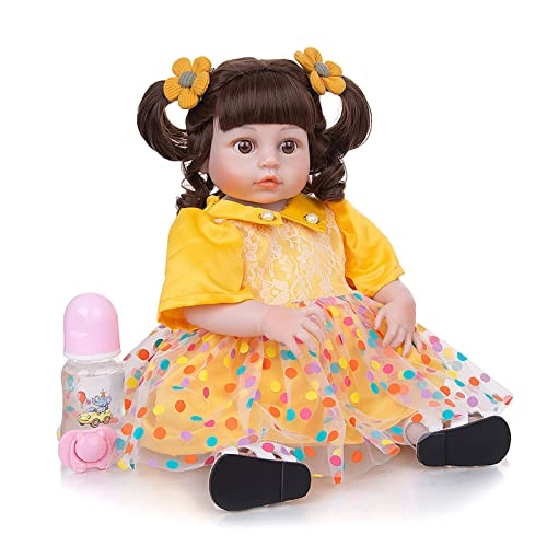 Reborn Baby Doll - 19 Inch Vinyl Yellow Dress Ages 3+