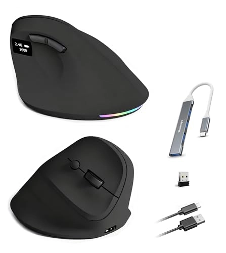 Vertical Ergonomic Optical Mouse - Bluetooth Wi-Fi