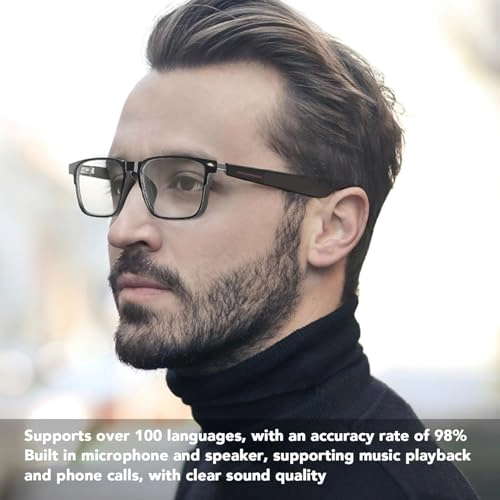 Smart Translation Glasses - AI Translation Bluetooth Built-in Microphone