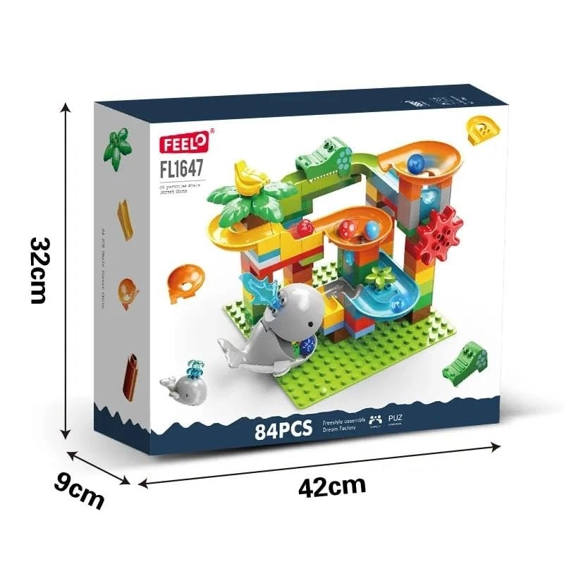 Marble Run Whale Slide - 84 pcs