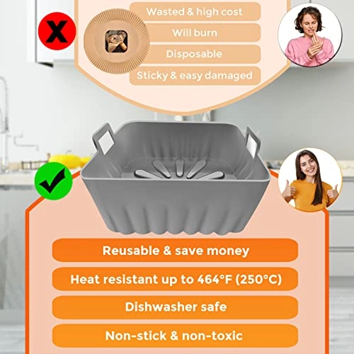 Silicone Liners Square - 8 Inch Reusable Heat Resistant