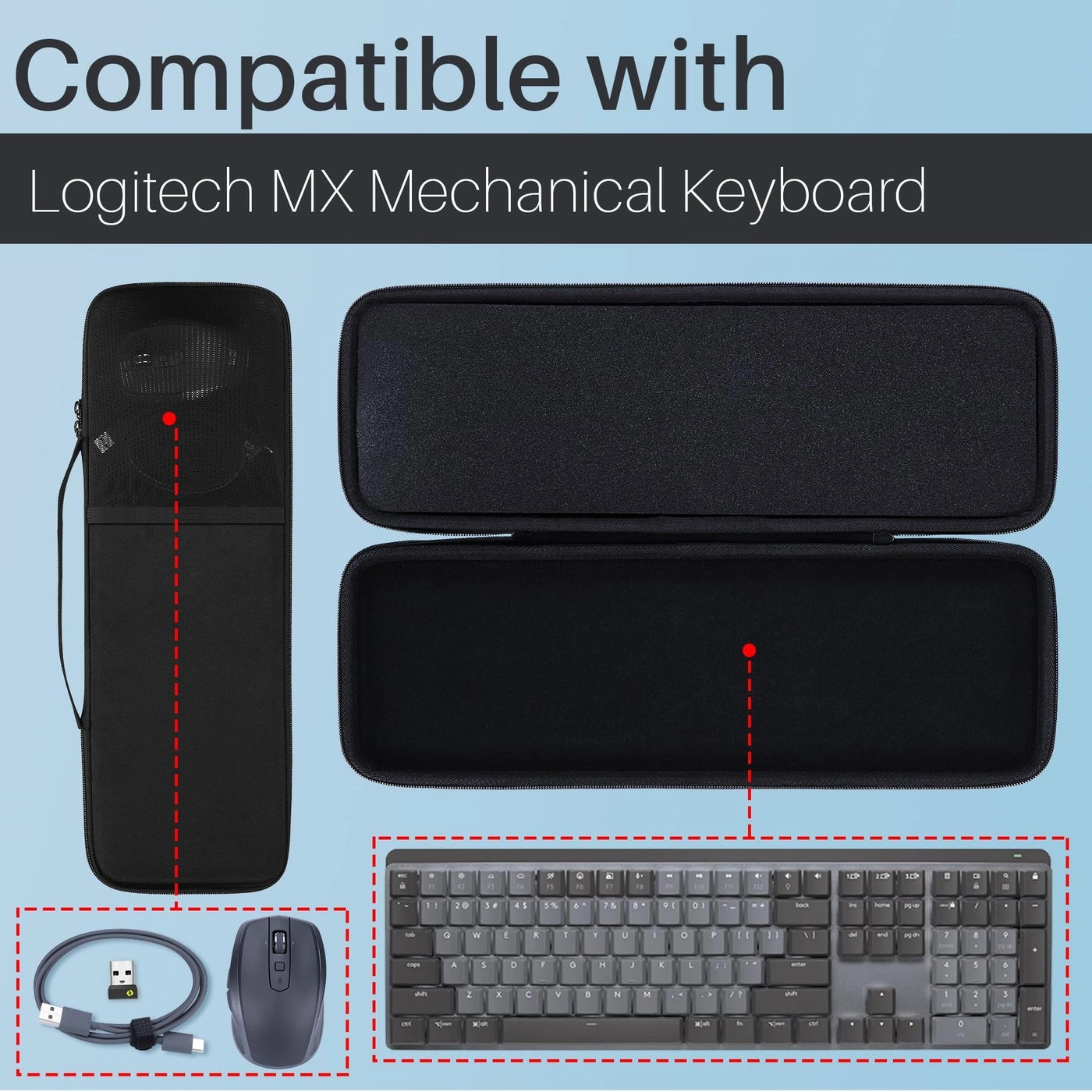 Hard Case Compatible with Logitech MX Mechanical Lighting Performance Keyboard