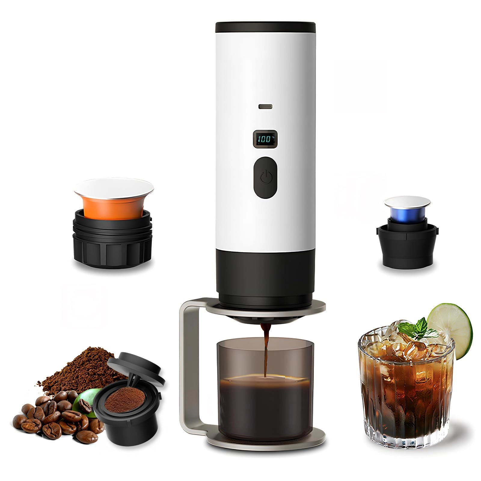 KASTWAVE 3-in-1 Portable Self-Heating Coffee Maker - 60 Milliliters ground coffee and capsules