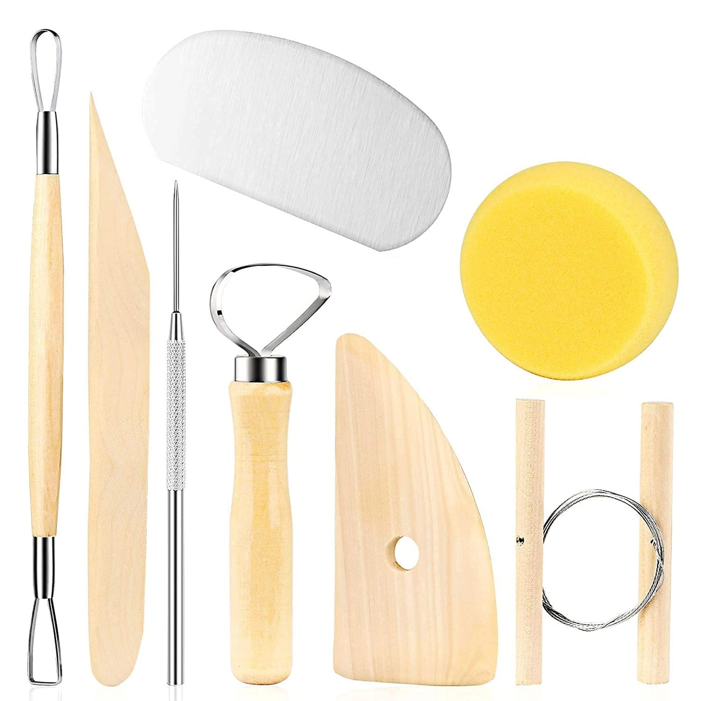 OMAZING KITCHEN Pottery Sculpting Clay Tool Set - Wooden 8 Pieces