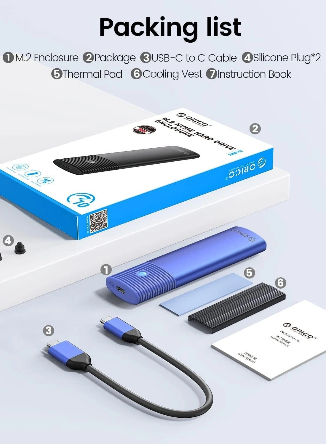 M.2 NGFF NVMe Enclosure - USB 3.2 Type C 10Gbps