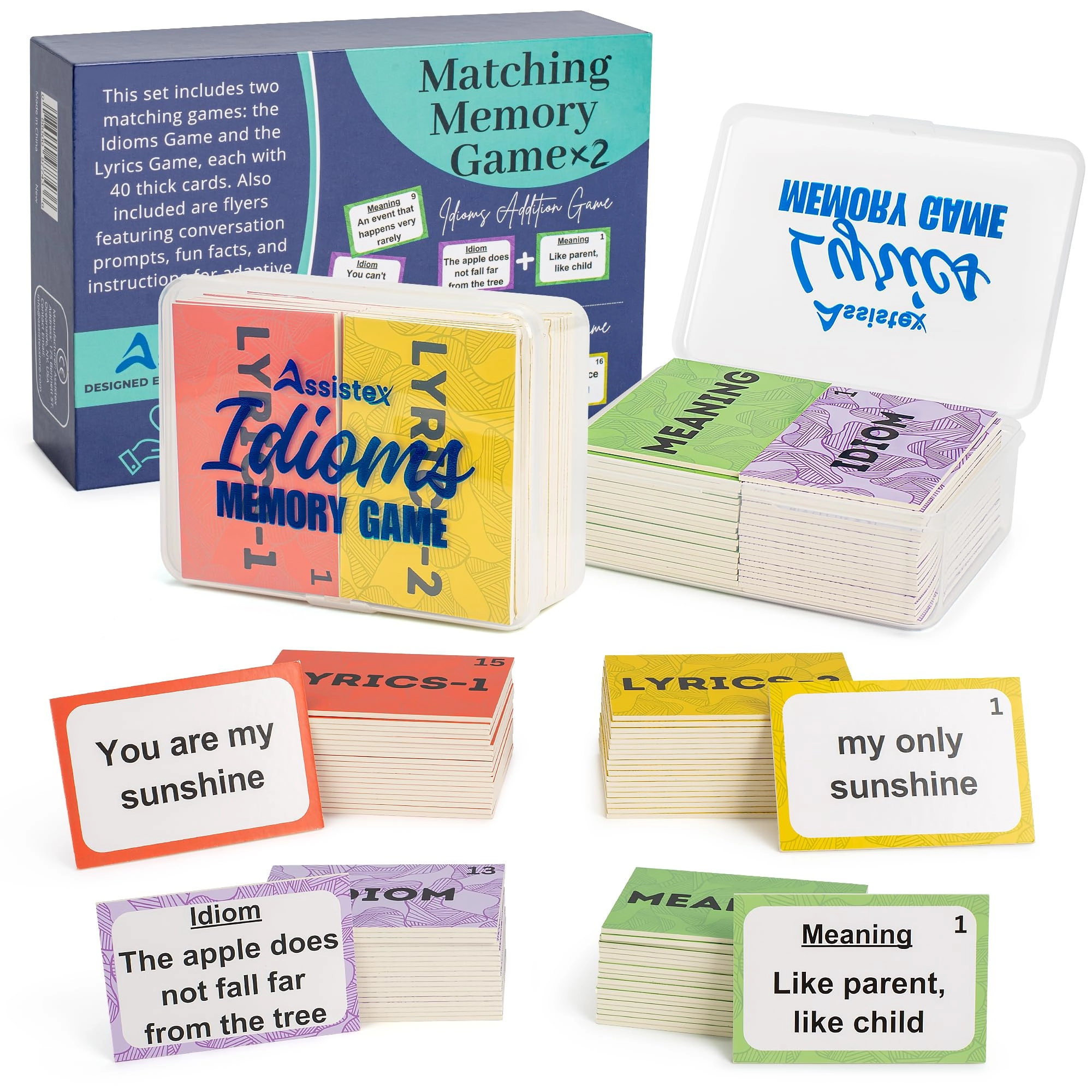Assistex Matching Memory Card Games - 2 in 1 40 Cards Each