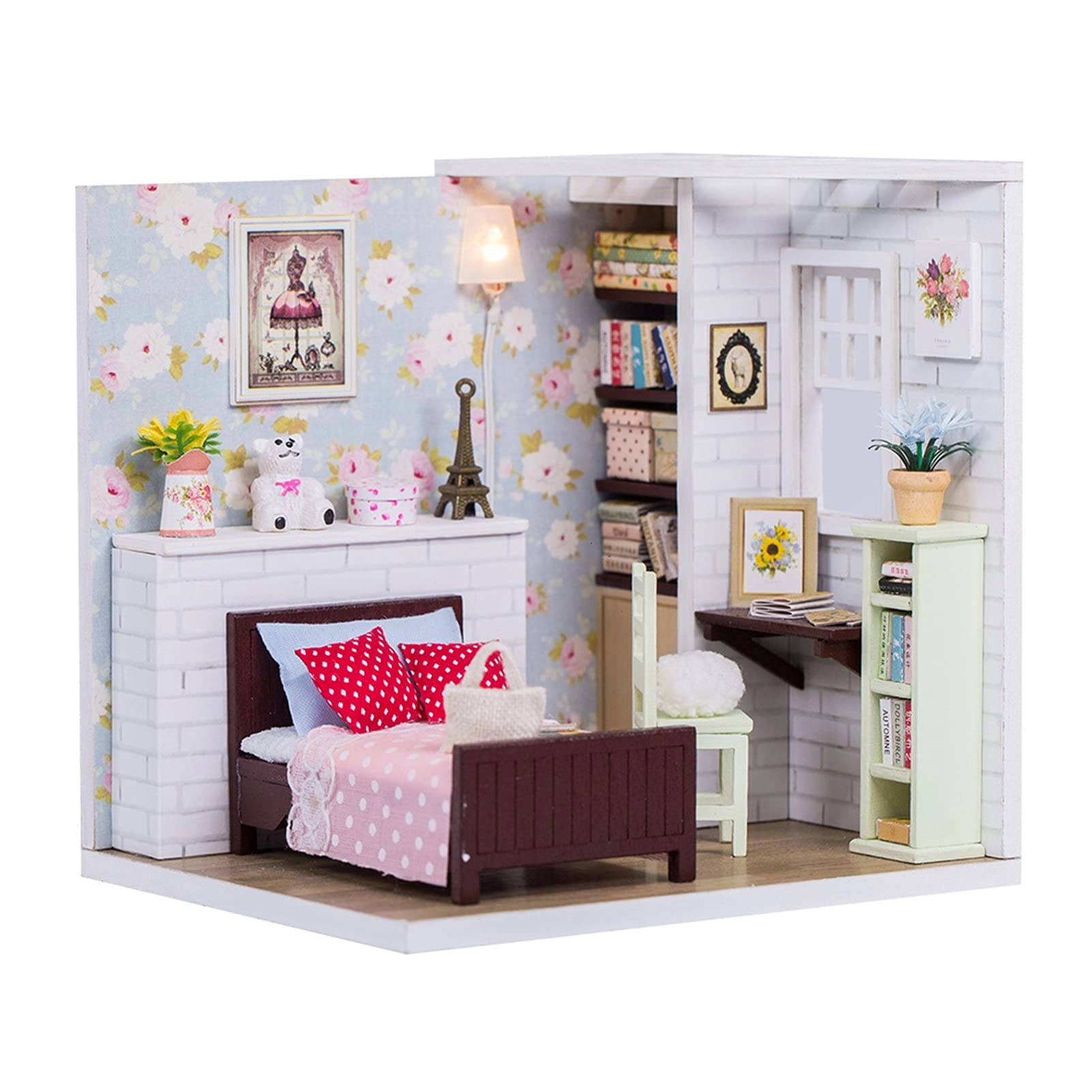 Tujuezity Miniature Dollhouse Kit - Wood 12 x 10 x 11.5 cm 2 x AAA