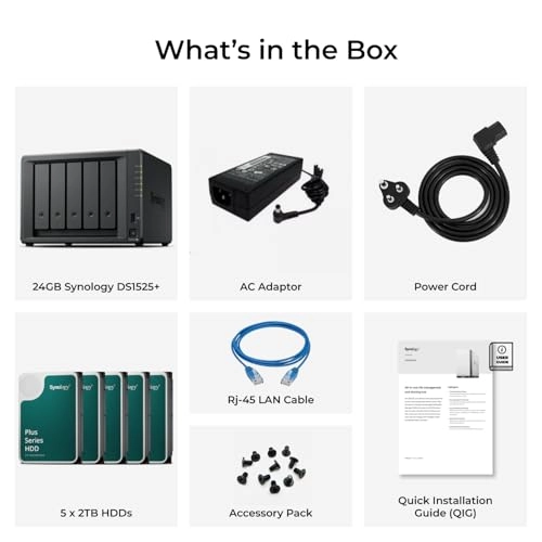DS1525+ + 2TB NAS HDD + 512GB External SSD 5-Bay 10TB