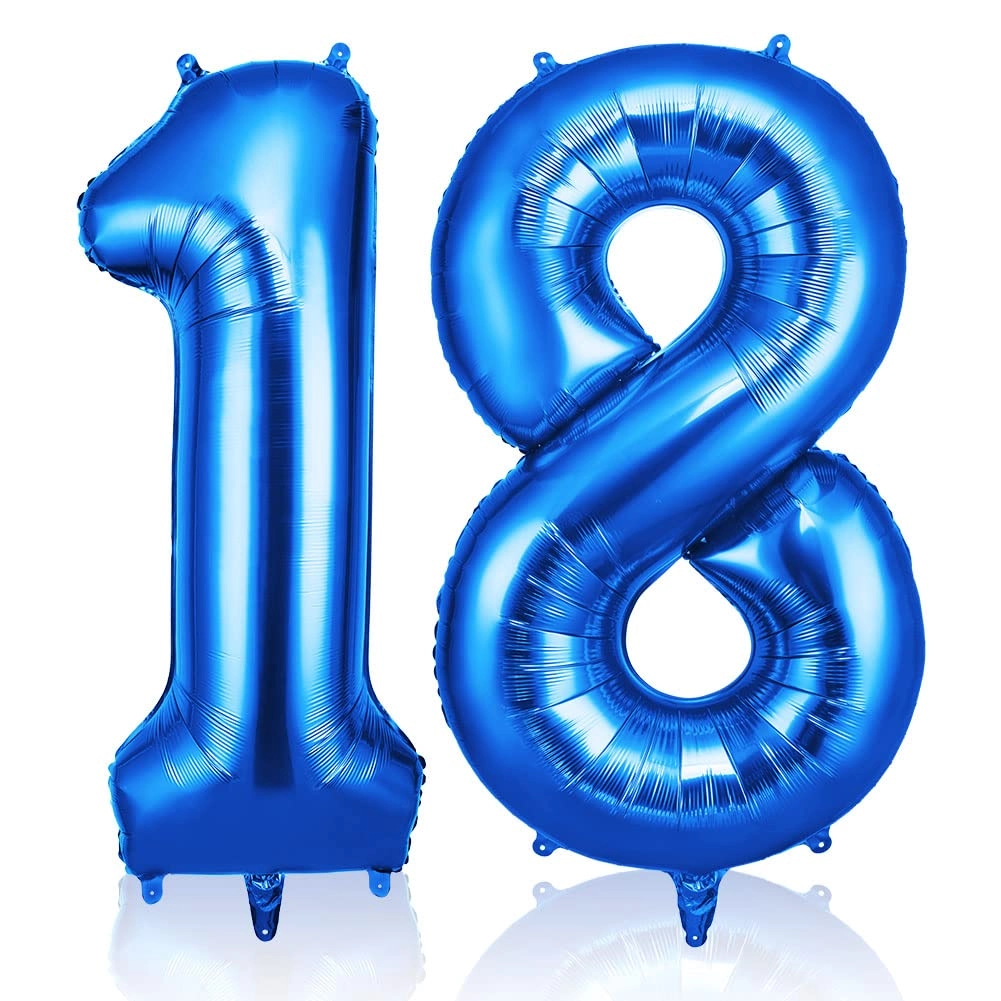 Number 18 Balloons - 2 x helium foil balloons Anniversary, Baby Shower, Birthday, Wedding