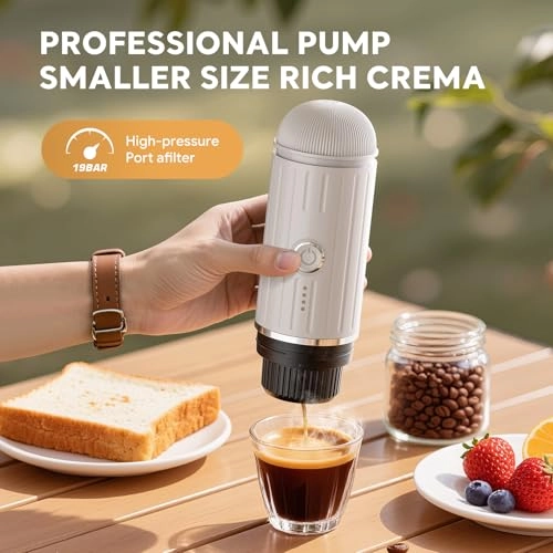 Portable Coffee Maker - 7500mAh Rechargeable Battery Capsules & Powder