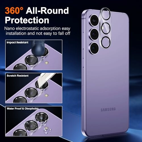 Shatterproof Tempered Glass Screen Protector + Camera Lens Protector for Samsung Galaxy S24 (2-Pack)