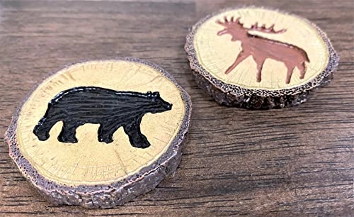 Tic Tac Toe - Rustic Wood Cut Log Bear and Moose Prints