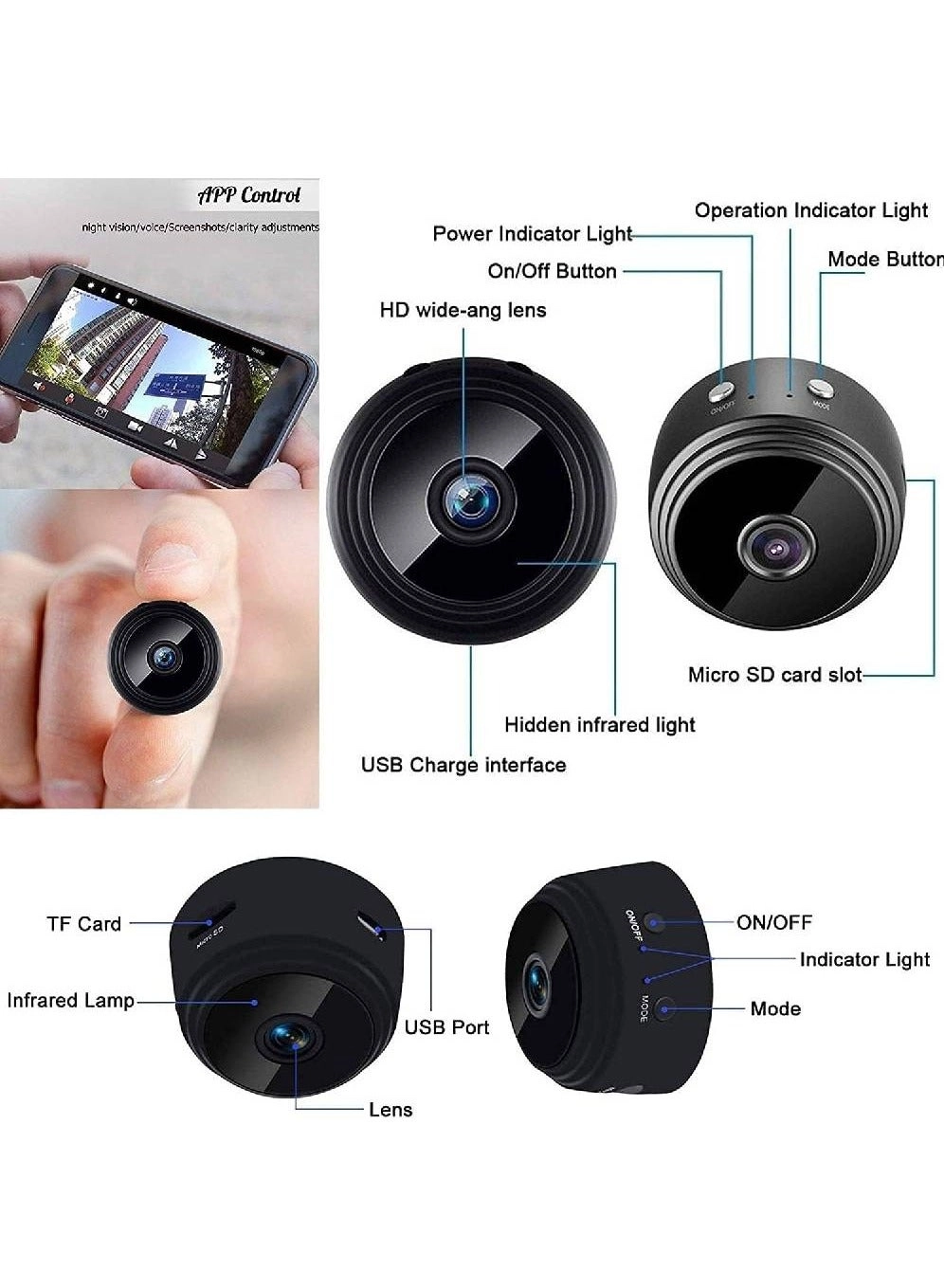 Wireless Hidden Spy Wifi Mini Camera Digital Table Clock - 1080P
