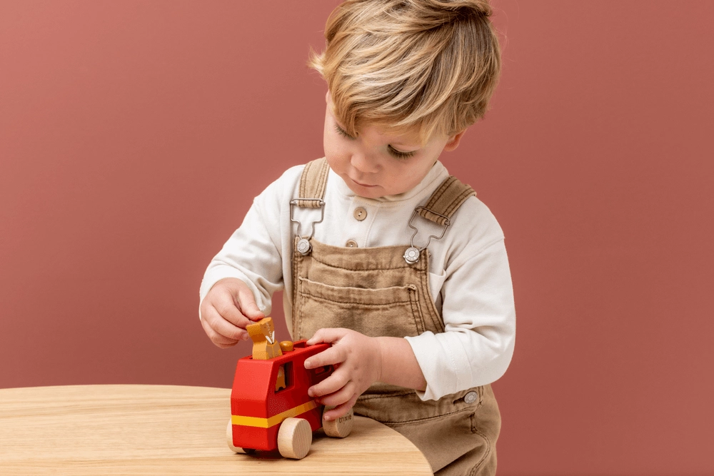 Wooden Fire Truck With Mr. Fox - Suitable for 18 months and above