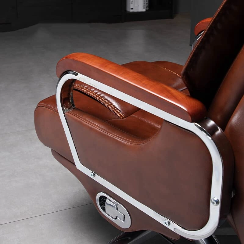 Desk Chair - PU Leather Brown High Back