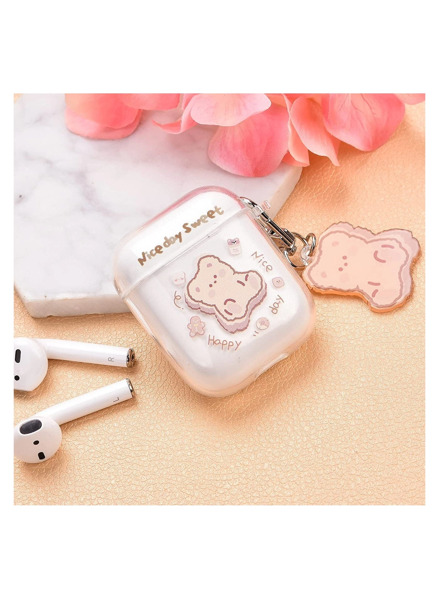 AirPods Case - Compatible with AirPods 1 & 2 Bear Keychain