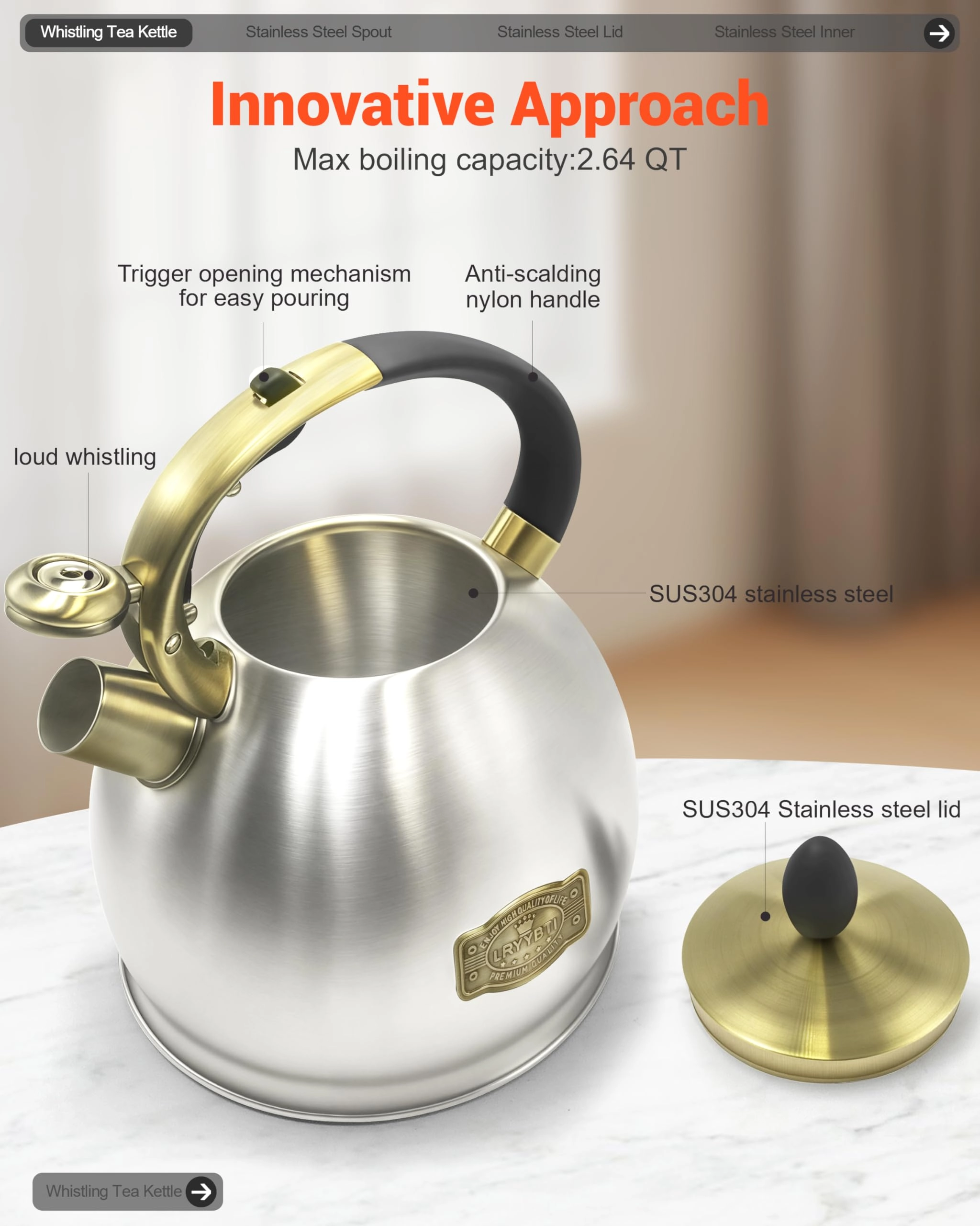 Whistling Tea Kettle - 2.64 Quarts
