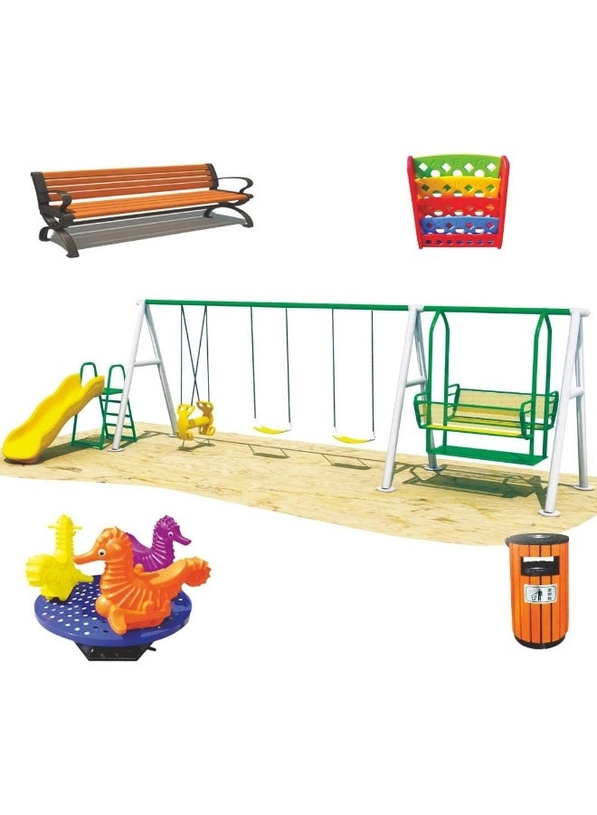 Multi Purpose Kids Outdoor Playing Equipments - 770x320x280cm 2+ Years