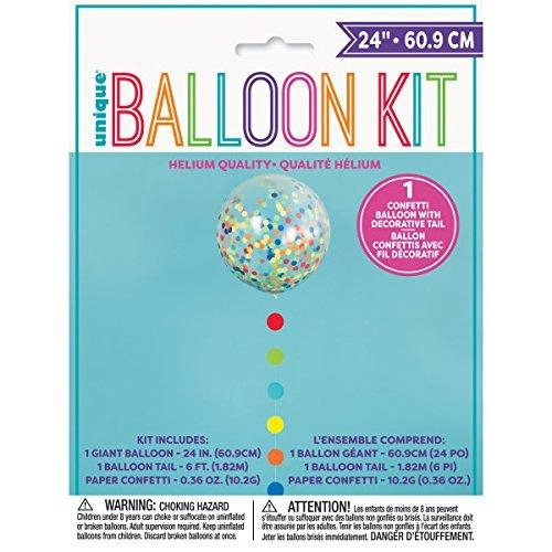 Party Zone Clear Balloon - 24in Rainbow Confetti Dots Tassel