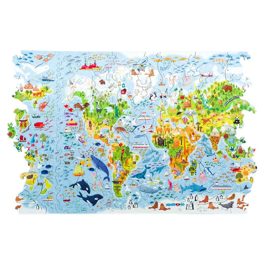 Kids World Map Wooden Puzzle (4107390-Kids_World_Map_100) - 100 pcs
