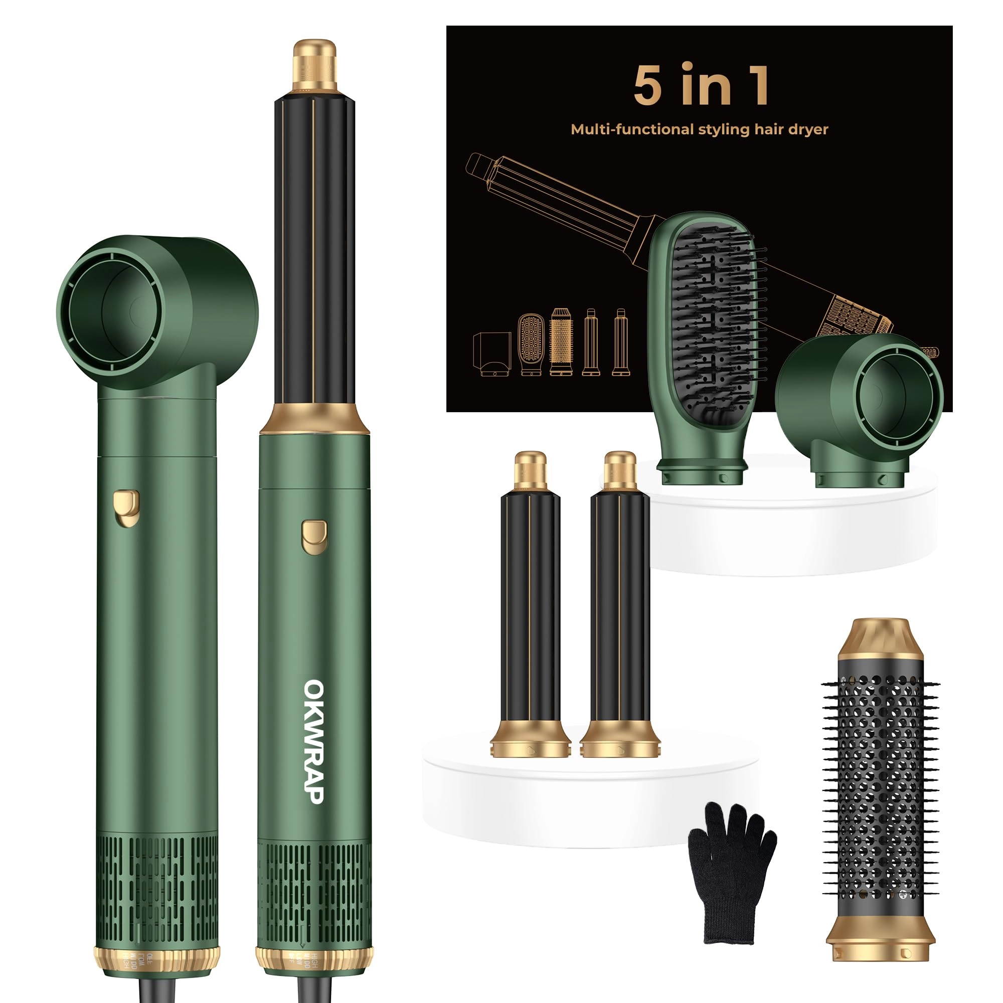 5 in 1 Hair Dryer Brush Set - Gold 700 watts
