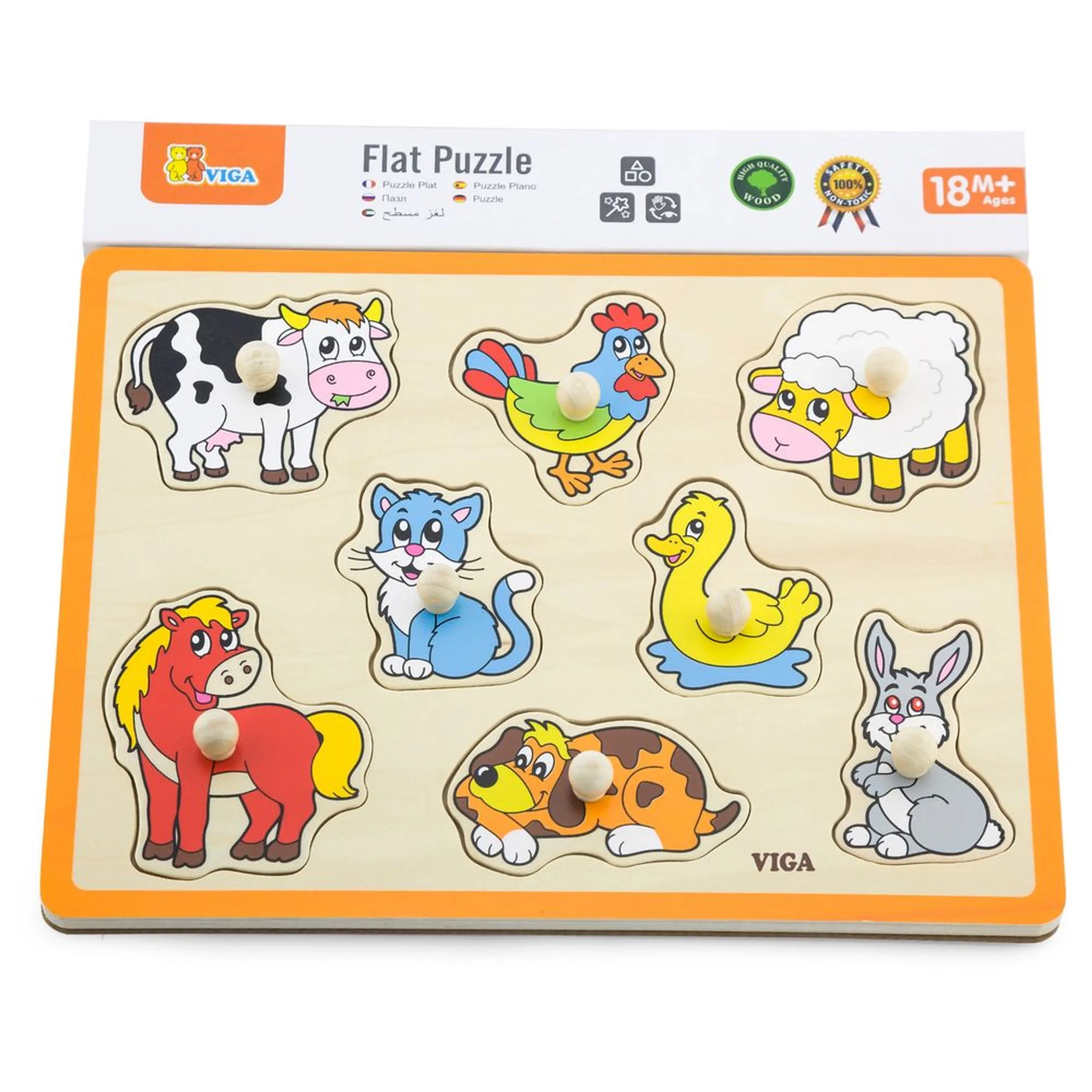 Farm Animals Knob Puzzle - Suitable for 18 months & above 8 pieces