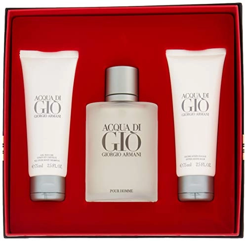 Acqua Di Gio Eau De Toilette - 3.4 oz + Acqua Di Gio All Over Body Shampoo - 2.5 oz + Acqua Di Gio Aftershave Balm - 2.5 oz